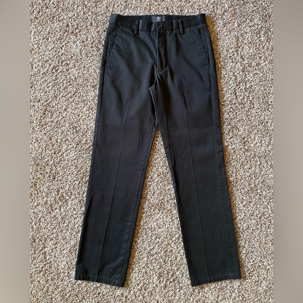 Dockers Flat Front Straight Fit Black Cotton Dress Pants 29x32 (measures 29x30)